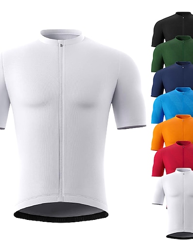 cheap Cycling-21Grams® Men&#039;s Cycling Jersey Short Sleeve Patchwork Color Block Bike Mountain Bike MTB Road Bike Cycling Jersey Top White Black Green Breathable Quick Dry Moisture Wicking Spandex Polyester Sports