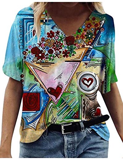 cheap Women&#039;s Tops-shirts for women,womens tie dye short sleeve shirts funny graphic v-neck tees casual summer loose tops shirts tshirts for womens v neck