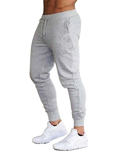 cheap Men&#039;s Bottoms-Men&#039;s Casual / Sporty Sports Pocket Pants Sweatpants Full Length Pants Micro-elastic Casual Sports Solid Color Mid Waist Lightweight Sports Wine Army Green Black Light gray M L XL 2XL 3XL