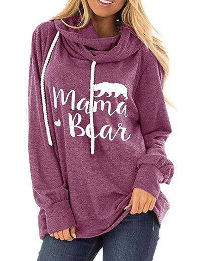 cheap Women&#039;s Tops-Women&#039;s Text Slogan Animal Hoodie Pullover Oversized Print Hot Stamping Casual Daily Casual Streetwear Hoodies Sweatshirts  Blue Wine Gray