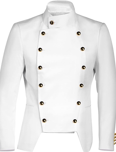 cheap Historical &amp; Vintage Costumes-Prince Medieval Steampunk Lapel Collar Blazer Outerwear Men&#039;s Costume White / Black Vintage Cosplay Long Sleeve Party &amp; Evening / Coat / Coat