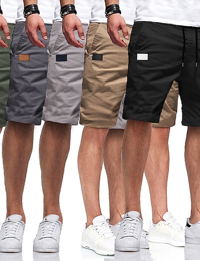 cheap Men&#039;s Bottoms-Men&#039;s Stylish Sports Shorts Pants Casual Daily Solid Color Mid Waist ArmyGreen Black Khaki Light Grey Dark Gray S M L XL XXL