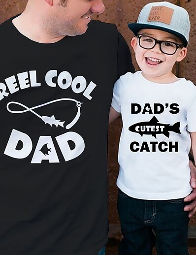 ieftine Family Matching Outfits-Tati si cu mine Tricou Tops Grafic Imprimeu Alb Negru Manșon scurt Tipărire 3D Zilnic Tinute potrivite / Vară