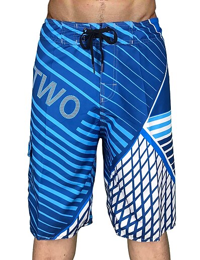 cheap Surfing, Diving &amp; Snorkeling-Men&#039;s Quick Dry Swim Shorts Swim Trunks Drawstring with Pockets Board Shorts Bathing Suit Stripes Gradient Swimming Surfing Beach Water Sports Summer