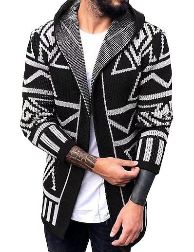 저렴한 남성용 의류-남성용 스웨터 인쇄 두꺼움 가을 겨울 블랙