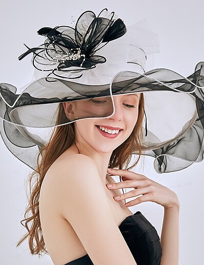 hesapli Şapkalar-Kadın&#039;s Parti Parti Düğün Özel Gün Parti şapkası Tek Renk Çiçekli Bej Beyaz Şapka Taşınabilir Güneş Koruması Nefes Alabilir / Sonbahar / Kış / Bahar / Yaz