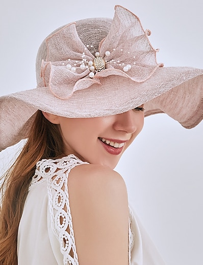 hesapli Şapkalar-Kadın&#039;s Zarif &amp; Lüks Parti Düğün Cadde Parti şapkası Çiçek Kurdeleli Sarı Gri Şapka Taşınabilir Güneş Koruması Ultravioleye Karşı Dayanıklı / Pembe / Haki / Sonbahar / Kış / Bahar