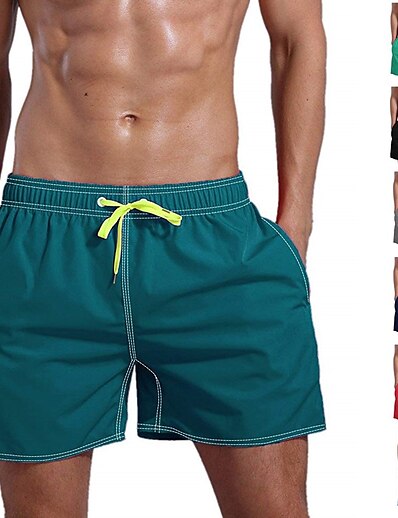 cheap Surfing, Diving &amp; Snorkeling-Men&#039;s Quick Dry Swim Shorts Swim Trunks Mesh Lining Drawstring with Pockets Board Shorts Bathing Suit Solid Colored Swimming Surfing Beach Water Sports Summer / Stretchy
