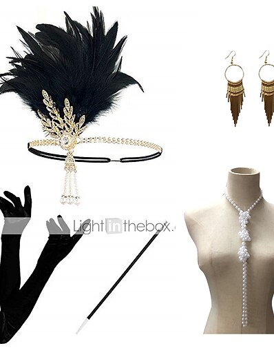 Χαμηλού Κόστους Στολές της παλιάς εποχής-Κεφαλόδεσμοι Σκουλαρίκι Coliere cu Perle Στολή Χάλλογουιν Σύνολα Κράμα 1920 Απόκριες Για Το Great Gatsby Μεταμφίεση Γυναικεία Κοστούμια Κοσμήματα Κοσμήματα μόδας / Γάντια / Γάντια / Σκουλαρίκια