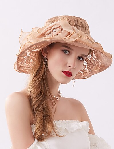 ราคาถูก หมวก-สำหรับผู้หญิง สง่า&amp;หรูหรา ปาร์ตี้หมวก ปาร์ตี้ งานแต่งงาน ถนน ดอกไม้ ตารางไขว้ ลูกไม้ ดอกไม้ ดำ ขาว หมวก แบบพกพา ป้องกันแสงแดด ทนต่อรังสีอัลตราไวโอเลต / สีเทา / สีชมพู / สีกากี / ตก / ฤดูหนาว