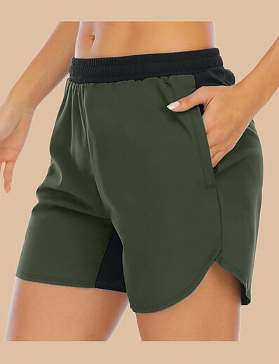 cheap Women&#039;s Clothing-Women&#039;s Casual / Sporty Cargo Shorts Patchwork Sweatpants Shorts Short Pants Daily 95% Polyester 5% Spandex Solid Color Mid Waist Breathable Moisture Wicking Regular Fit ArmyGreen Black Khaki Deep