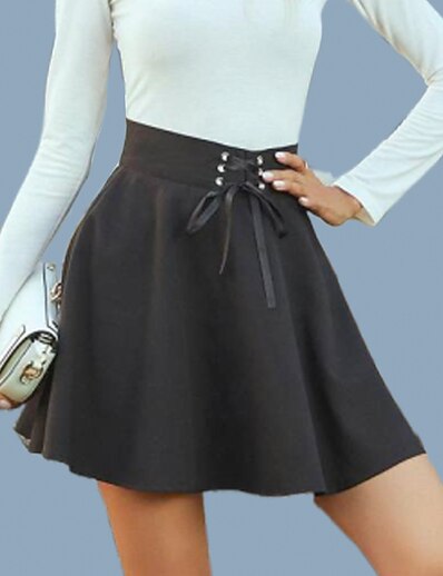 cheap Plus size-Women&#039;s Basic Fashion Skirts Daily Plain Black S M L