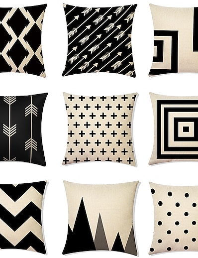 Недорогие Дом и сад-набор из 9 наволочек из искусственного льна, геометрическая современная модная современная декоративная подушка