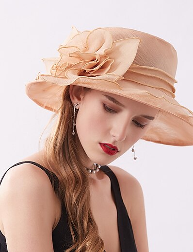 hesapli Şapkalar-Kadın&#039;s Zarif &amp; Lüks Parti Düğün Cadde Parti şapkası Çiçek Çiçekli Örümcek Ağı Bej Siyah Şapka Taşınabilir Güneş Koruması Ultravioleye Karşı Dayanıklı / Beyaz / Gri / Pembe / Sonbahar / Kış
