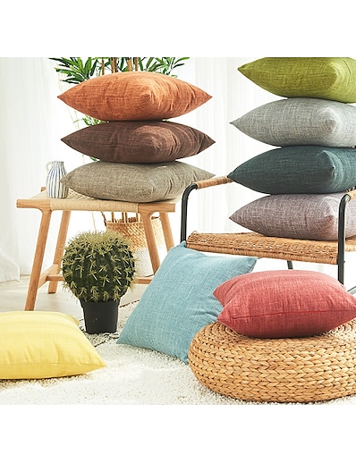 tanie Dom i ogród-Japoński koreański styl minimalistyczna bawełna i len tekstura jednokolorowa poszewka na poduszkę jednokolorowa tkanina na sofę poszewka na poduszkę;