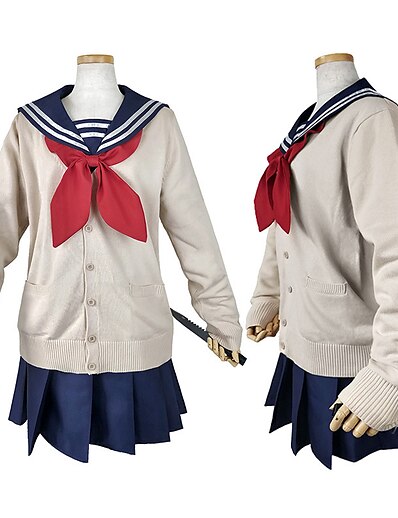 cheap Anime Cosplay-Inspired by My Hero Academia Boko No Hero Himiko Toga Anime Cosplay Costumes Japanese Cosplay Suits Coat Shirt Skirt For Women&#039;s Girls&#039; / Bow / Bow
