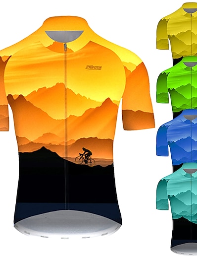 cheap Cycling-21Grams® Men&#039;s Cycling Jersey Short Sleeve Gradient 3D Bike Mountain Bike MTB Road Bike Cycling Jersey Top Black / Orange Green Blue Breathable Ultraviolet Resistant Quick Dry Polyester Sports