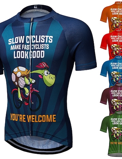 cheap Sportswear-21Grams® Men&#039;s Cycling Jersey Short Sleeve Graphic Sloth Bike Mountain Bike MTB Road Bike Cycling Jersey Top Dark red Blue Dark Green Breathable Quick Dry Moisture Wicking Spandex Polyester Sports
