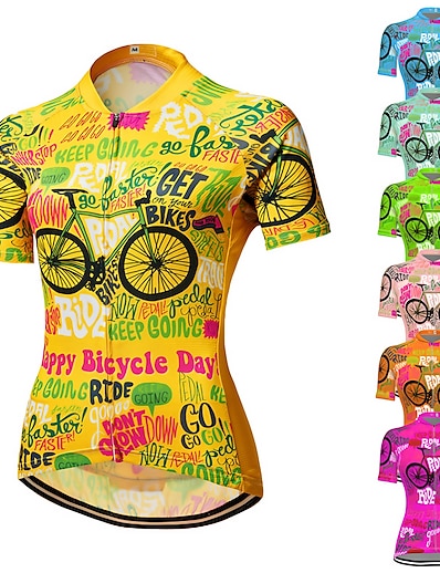 tanie Jazda na rowerze-21Grams® Damskie Koszulka rowerowa Krótki rękaw Graficzny Rower Kolarstwo górskie Kolarstwie szosowym Dżersej Top Ciemnoróżowy Zielony Rumiany róż Szybkie wysychanie Oddychający Odprowadza wilgoć