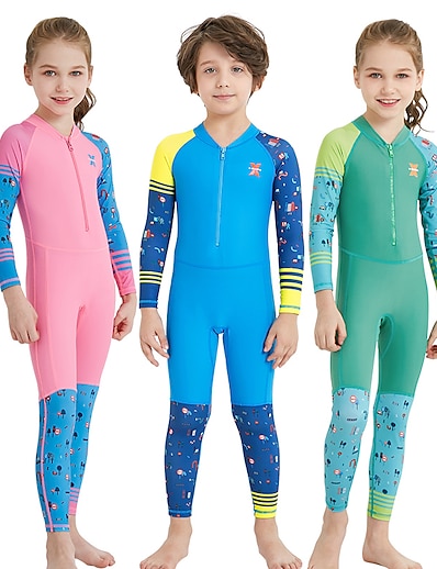 cheap Surfing, Diving &amp; Snorkeling-Dive&amp;Sail Boys Girls&#039; UV Sun Protection UPF50+ Breathable Rash Guard Dive Skin Suit Full Body Front Zip Swimwear Patchwork Swimming Diving Surfing Snorkeling Autumn / Fall Spring Summer / Stretchy