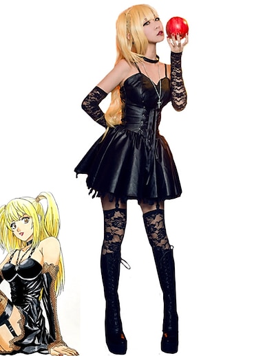 ieftine Cosplay Anime-Inspirat de Death Note Misa Anime Costume Cosplay Japoneză Costume Cosplay Rochii Rochie Mănuși Șosete Pentru Pentru femei / Coliere / Stil gotic / Coliere