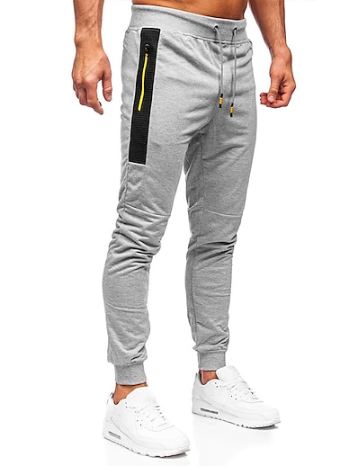 cheap Men&#039;s Bottoms-Men&#039;s Simple Chic &amp; Modern Jogger Trousers Track Pants Pants Micro-elastic Casual Daily Solid Colored Mid Waist Windproof Breathable Black Gray Deep Blue M L XL XXL / Drawstring