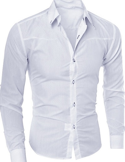 cheap Men&#039;s Tops-Casual Men&#039;s Dress Shirt Long Sleeve Luxury Button Up Silk Cotton Shirt Slim Fit Hand Sewing Fashion No Ironing Western Design