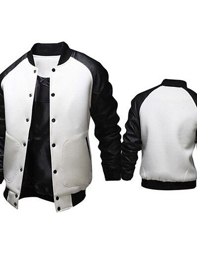 cheap Men&#039;s Outerwear-mens fashion splicing sleeve letterman jacket varsity baseball bomber jacket