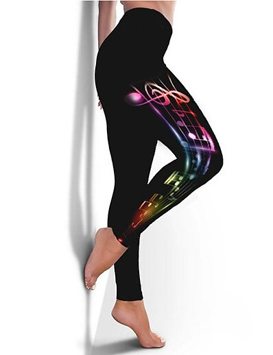 cheap Women&#039;s Bottoms-Women&#039;s Casual / Sporty Athleisure Print Tights Leggings Ankle-Length Pants Stretchy Weekend Yoga Star Feather High Waist Tummy Control Butt Lift Slim Green Black Blue Purple Yellow S M L XL XXL