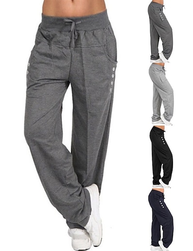 cheap Basic Collection-Women&#039;s Joggers Cargo Pants High Waist Pants Bottoms Wide Leg Side Pockets Breathable Quick Dry Moisture Wicking Navy Light Gray Dark Gray Zumba Belly Dance Yoga Plus Size Winter Sports Activewear