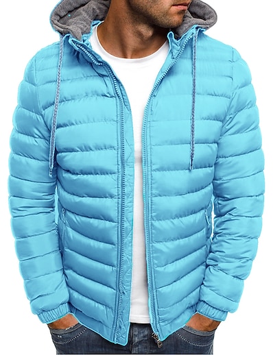 hesapli Erkek Dış Giyimi-erkek suya dayanıklı kapşonlu kalınlaştırılmış yalıtımlı kapitone şişme mont ağır yastıklı kış parka anorak ceket (mavi, xx-büyük)