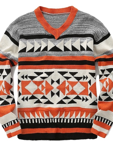 povoljno Muška odjeća-vanjska trgovina nova muška odjeća jesen i zima mladenačka crvena žakarda džemper s okruglim izrezom dugih rukava široki džemper sy0084