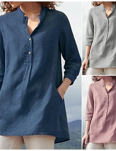 cheap Women&#039;s Clothing-Women&#039;s T shirt Basic Simple V Neck Spring, Fall, Winter, Summer Regular Blue Pink Grey