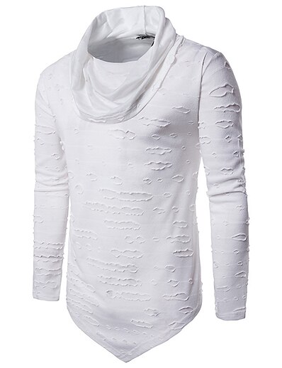 cheap Men&#039;s Clothing-Men&#039;s T shirt T-shirt Sleeve Stand Collar Standard Spring, Fall, Winter, Summer White Black