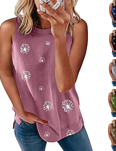 cheap Women&#039;s Clothing-spring  summer new style Women&#039;s delion unpositioned printing print sleeveless top pullover cross-border vest