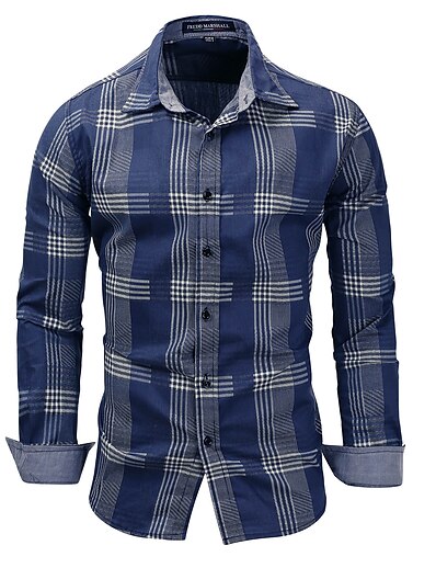 cheap Men&#039;s Clothing-Men&#039;s Shirt Bishop Sleeve Stripe Shirt Collar Medium Spring, Fall, Winter, Summer Blue