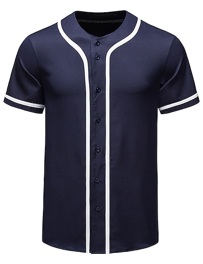 cheap Men&#039;s Clothing-casual men&#039;s baseball jersey buttoned shirt sports uniform short-sleeved shirt