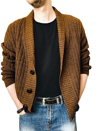 baratos Roupa de Homem-novo estilo 2021 comércio exterior outono camisola masculina cardigan manga comprida fashion city decote em V suéter masculino tricô