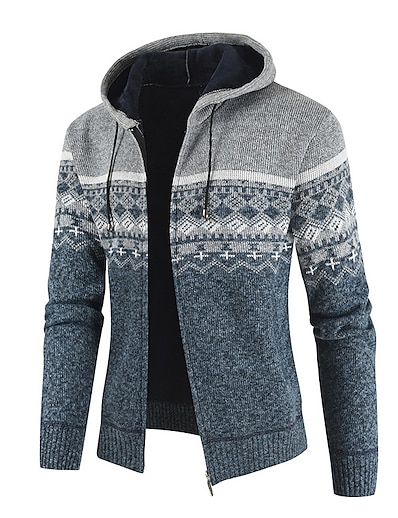 저렴한 남성용 의류-남성용 스웨터 인쇄 두꺼움 가을 겨울 푸른 라이트 그레이 다크 그레이 루비