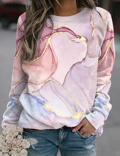 cheap Women&#039;s Tops-Women&#039;s Graphic Sweatshirt Pullover Print 3D Print Casual Sports Active Streetwear Hoodies Sweatshirts  Pink