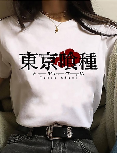 economico Cosplay e Costumi-Ispirato da Tokyo Ghoul Kaneki Ken 100% poliestere Maglietta Anime Harajuku Grafica Kawaii Manga Maglietta Per Per uomo / Per donna / Da coppia