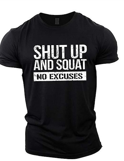 preiswerte Herrenoberteile-gymtier Herren Bodybuilding T-Shirt - Shut Up and Squat - Kurzarm Gym Training Top grün