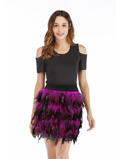 cheap Women&#039;s Bottoms-Women&#039;s Fashion Long Mini Skirts Carnival Homecoming Color Block Black Blue Purple S M L