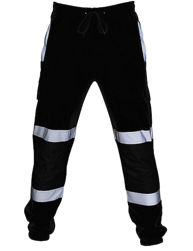 tanie Męskie spodnie i szorty-męskie spodnie robocze cargo, nocne odblaskowe wodoodporne spodnie ochronne spodnie typu casual z panelami w srebrnym odblaskowym paskiem spodnie cargo czarne