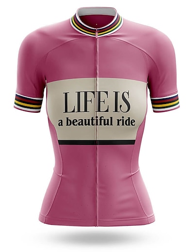 cheap Cycling-21Grams® Women&#039;s Cycling Jersey Short Sleeve Bike Mountain Bike MTB Road Bike Cycling Jersey Top Rosy Pink Breathable Quick Dry Moisture Wicking Spandex Polyester Sports Clothing Apparel / Stretchy