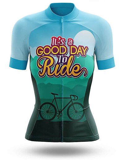 cheap Cycling-21Grams® Women&#039;s Cycling Jersey Short Sleeve Graphic Bike Mountain Bike MTB Road Bike Cycling Jersey Top Green Yellow Sky Blue Breathable Quick Dry Moisture Wicking Spandex Polyester Sports Clothing