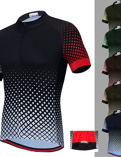 cheap Cycling-21Grams® Men&#039;s Cycling Jersey Short Sleeve Polka Dot Gradient Bike Mountain Bike MTB Road Bike Cycling Jersey Top Black Green Yellow Breathable Quick Dry Moisture Wicking Spandex Polyester Sports