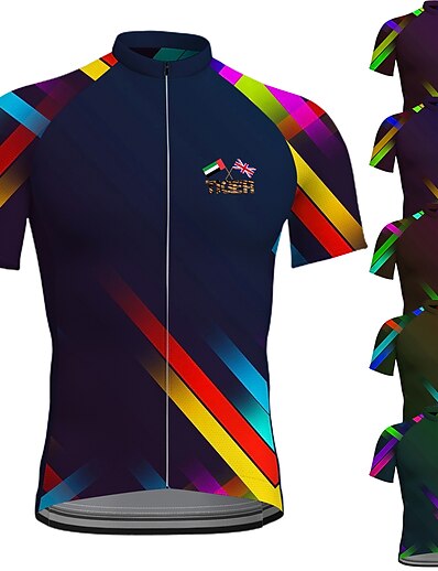 cheap Cycling-21Grams® Men&#039;s Cycling Jersey Short Sleeve Rainbow National Flag Bike Mountain Bike MTB Road Bike Cycling Jersey Top Green Purple Yellow Breathable Quick Dry Moisture Wicking Spandex Polyester Sports