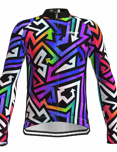 cheap Cycling-21Grams® Men&#039;s Cycling Jersey Long Sleeve Rainbow Bike Mountain Bike MTB Road Bike Cycling Jersey Top Green Yellow Sky Blue Breathable Quick Dry Moisture Wicking Spandex Polyester Sports Clothing