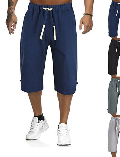 cheap Men&#039;s Clothing-Men&#039;s Capri shorts Basic Medium Spring &amp; Summer Green Black Gray Navy Blue